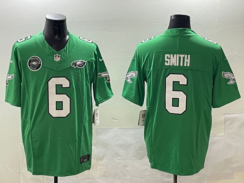 Men Philadelphia Eagles #6 Smith Green three generations 2025 Nike Vapor Limited NFL Jersey style 5